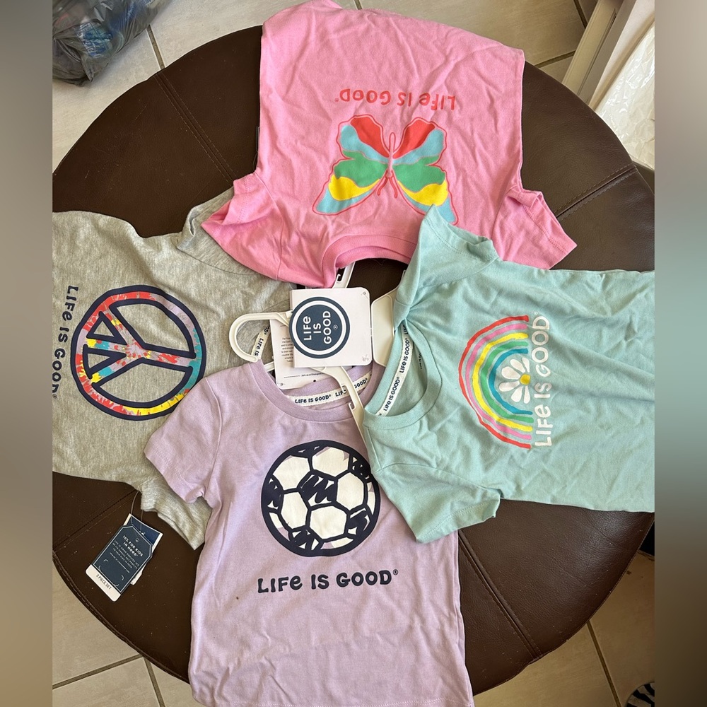 NWT Life is Good Kids Tee Shirts. Yes All 4 For A Great Price SZ 6